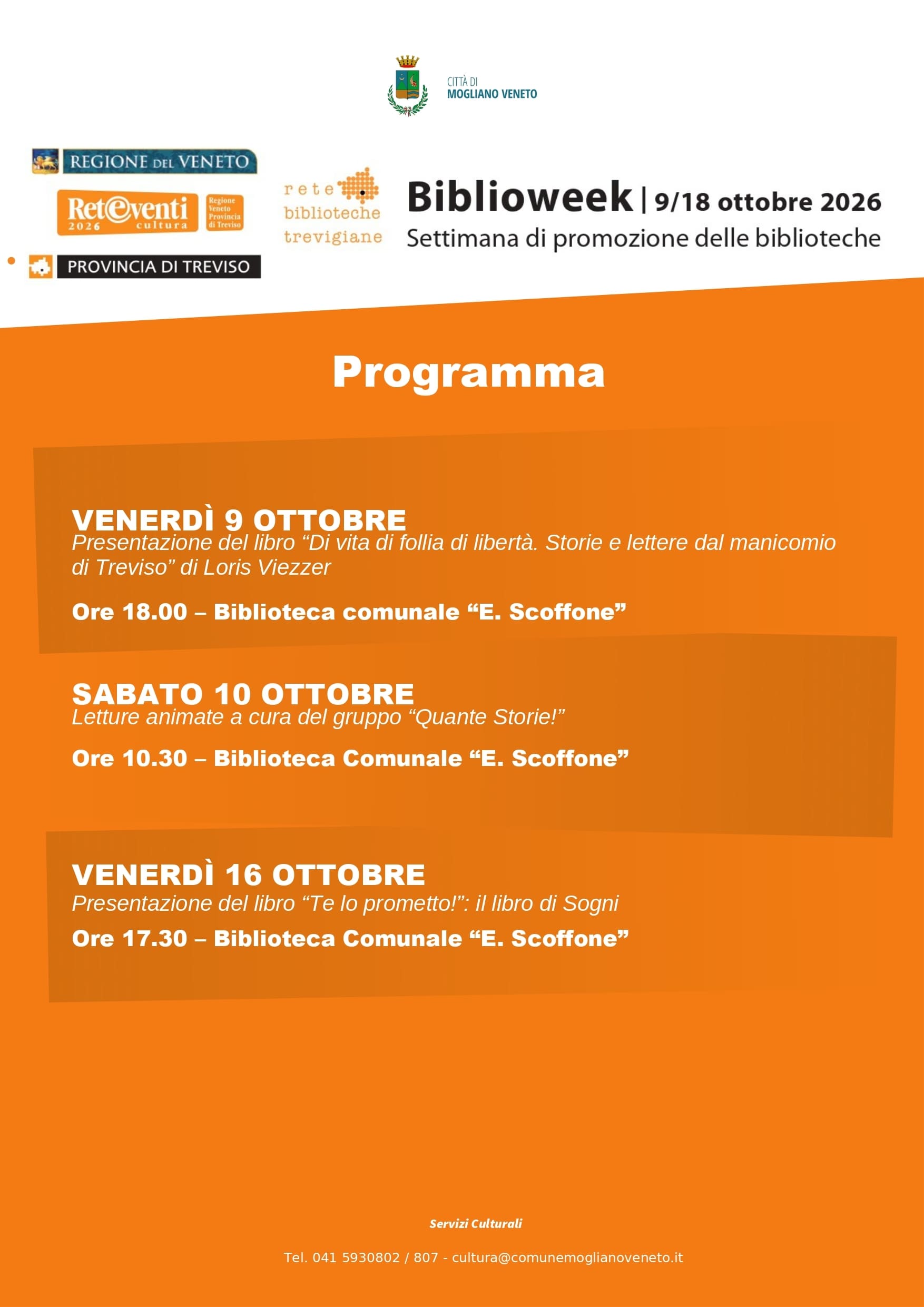 Mogliano Veneto | Settimana del Biblioweek dal 9 al 16 ottobre 2026