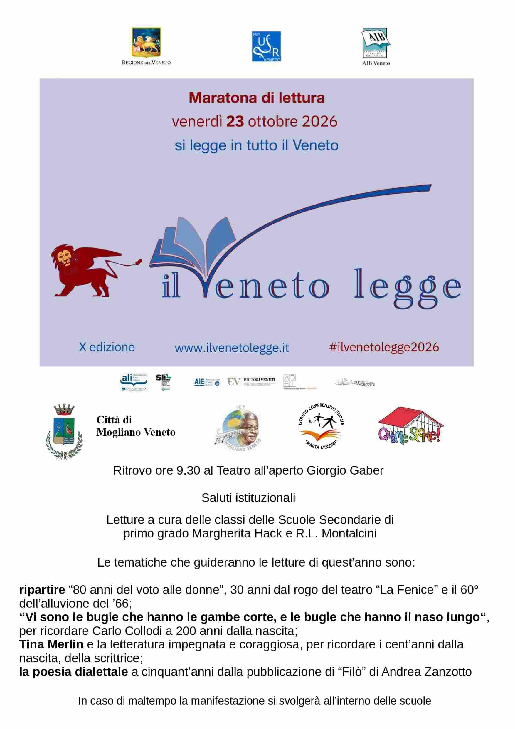 Mogliano Veneto | Maratona di Lettura Teatro all'aperto Giorgio Gaber