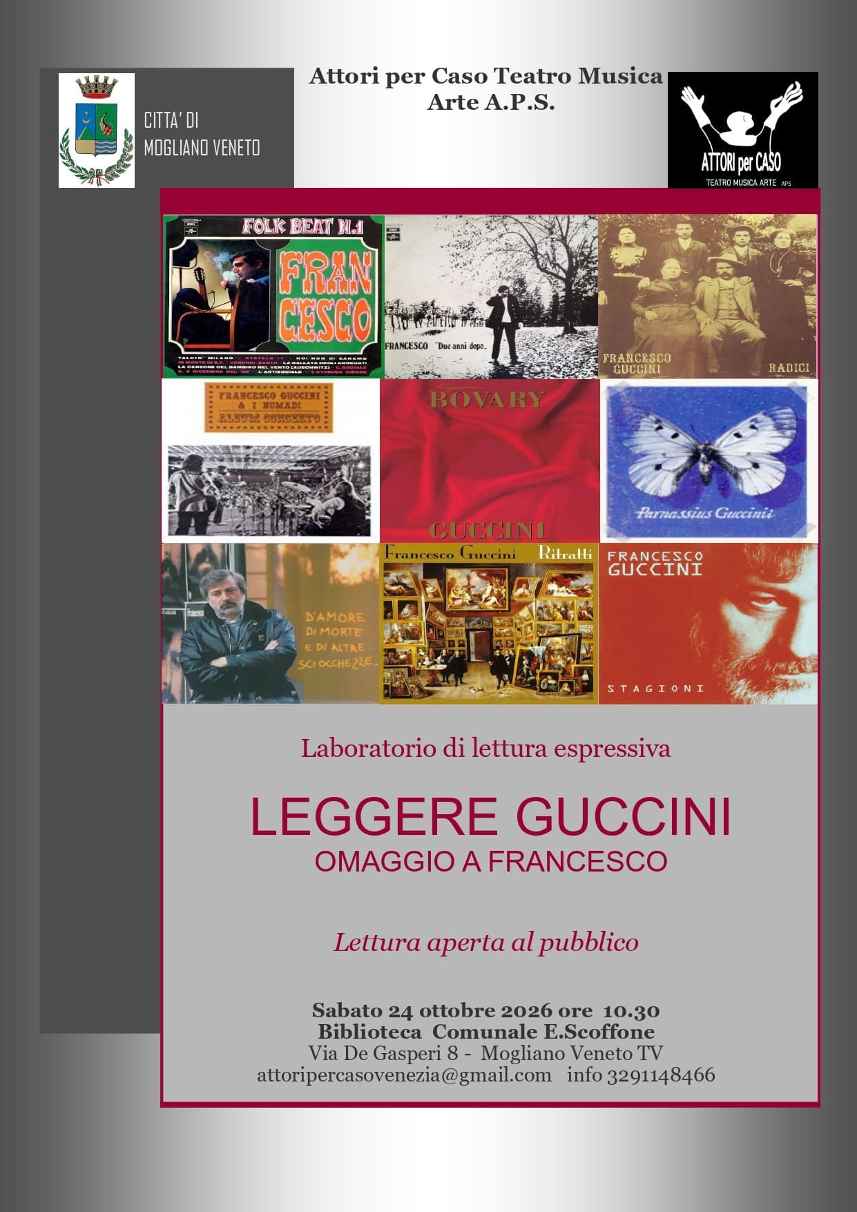 Mogliano Veneto | Leggere Guccini &ndash; Omaggio a Francesco | 24 ottobre ore 10.30